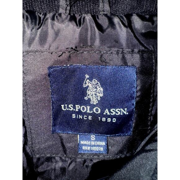 US Polo Assn Mens Quilted Puffer Jacket Coat Black Small Zip Up Lightweight Pony - Picture 10 of 10